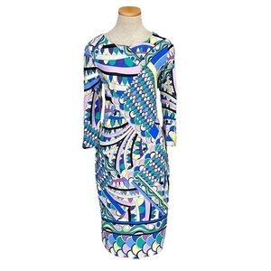 Chico’s Dress Multicolor Geometric Print Sheath Size Small 6